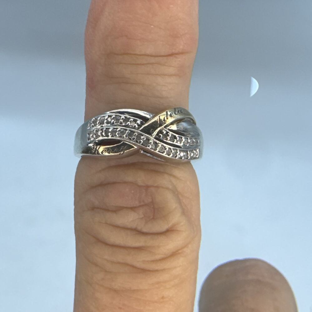 The Bradford Exchange “Together In Love” Sterling Silver Diamond Ring Sz 7.25